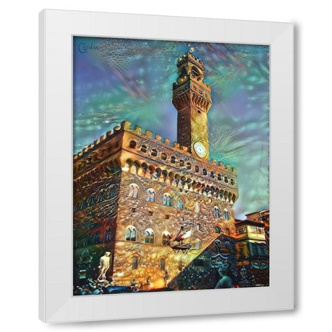 Florence Italy Palazzo Vecchio White Modern Wood Framed Art Print by Gavidia, Pedro