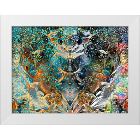 Jade Mask White Modern Wood Framed Art Print by Gavidia, Pedro