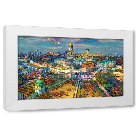 Kyiv Ukraine City White Modern Wood Framed Art Print by Gavidia, Pedro
