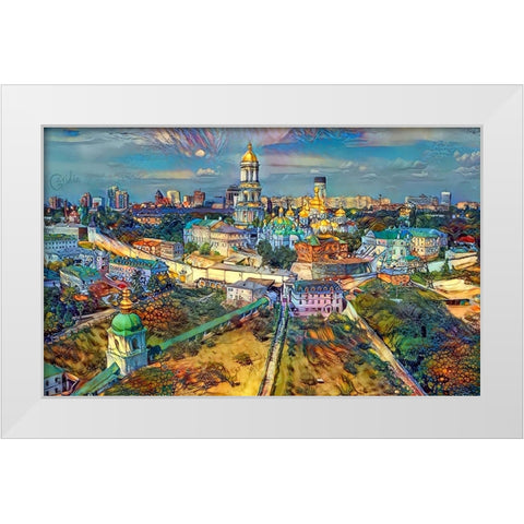 Kyiv Ukraine City White Modern Wood Framed Art Print by Gavidia, Pedro