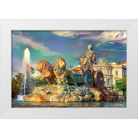 Madrid Spain Cibeles Fountain White Modern Wood Framed Art Print by Gavidia, Pedro