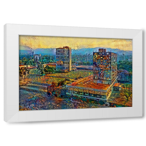 Mexico City Ciudad Universitaria University City White Modern Wood Framed Art Print by Gavidia, Pedro