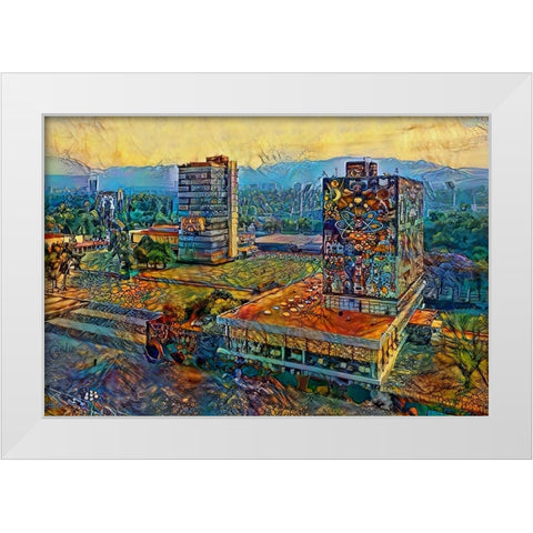 Mexico City Ciudad Universitaria University City White Modern Wood Framed Art Print by Gavidia, Pedro