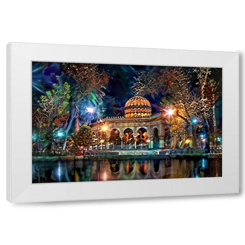 Mexico City Kiosk in the Alameda de Santa MariÌa la Ribera Ver2 White Modern Wood Framed Art Print by Gavidia, Pedro