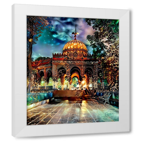 Mexico City Kiosk in the Alameda de Santa MariÌa la Ribera White Modern Wood Framed Art Print by Gavidia, Pedro