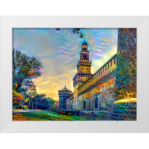 Milan Italy Castello Sforzesco White Modern Wood Framed Art Print by Gavidia, Pedro