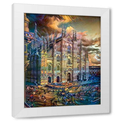 Milan Italy Domm Cathedral White Modern Wood Framed Art Print by Gavidia, Pedro