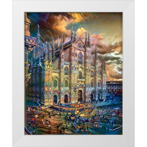 Milan Italy Domm Cathedral White Modern Wood Framed Art Print by Gavidia, Pedro