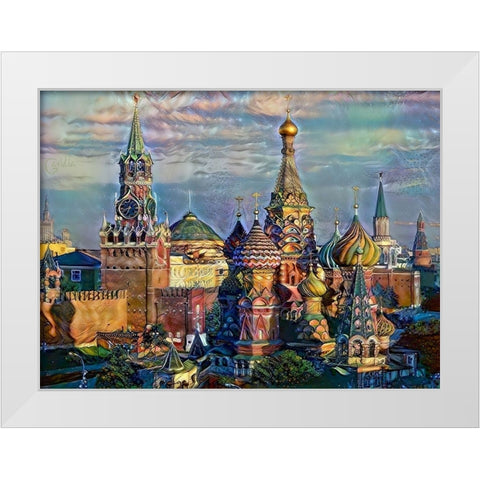 Moscow Russia domes and peaks White Modern Wood Framed Art Print by Gavidia, Pedro
