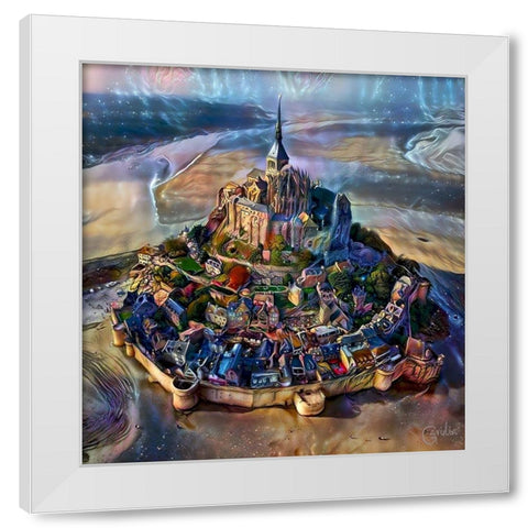 Normandy France Le Mont Saint Michel White Modern Wood Framed Art Print by Gavidia, Pedro