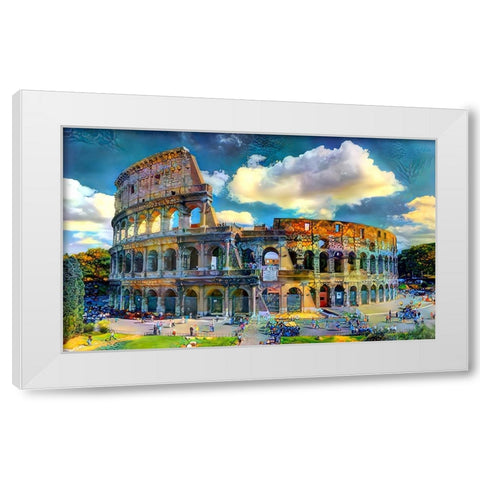Rome Italy Colosseum Ver1 White Modern Wood Framed Art Print by Gavidia, Pedro