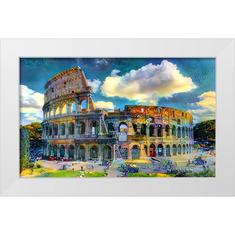 Rome Italy Colosseum Ver1 White Modern Wood Framed Art Print by Gavidia, Pedro
