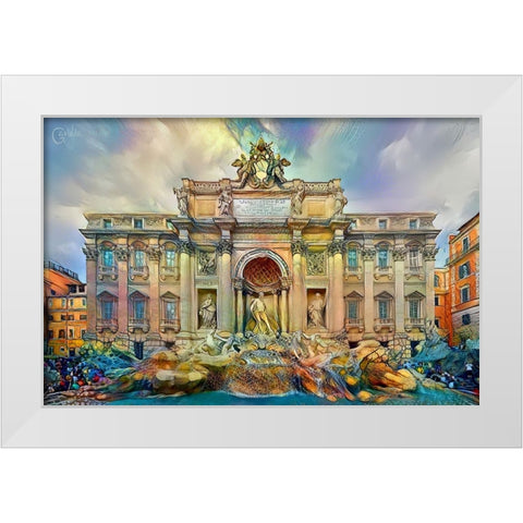 Rome Italy Trevi Fountain White Modern Wood Framed Art Print by Gavidia, Pedro