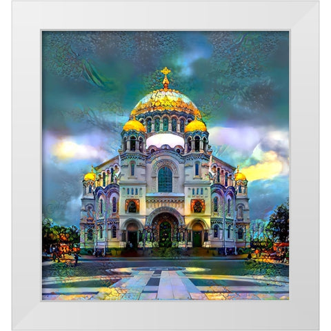 Saint Petersburg Russia Naval cathedral of Saint Nicholas in Kronstadt White Modern Wood Framed Art Print by Gavidia, Pedro