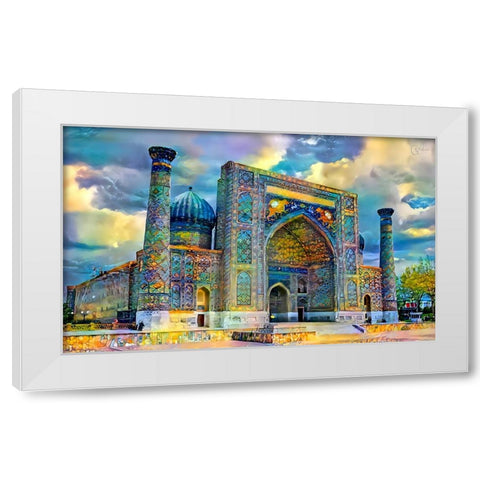 Samarkand Uzbekistan Registan White Modern Wood Framed Art Print by Gavidia, Pedro