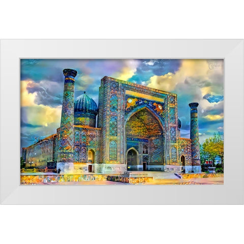 Samarkand Uzbekistan Registan White Modern Wood Framed Art Print by Gavidia, Pedro