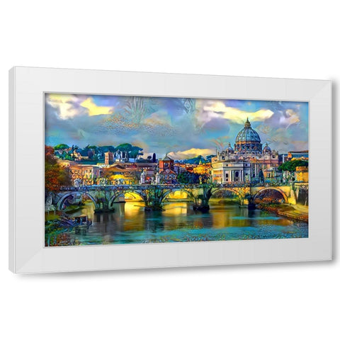 Vatican City Saint Peter Basilica and bridge by day White Modern Wood Framed Art Print by Gavidia, Pedro