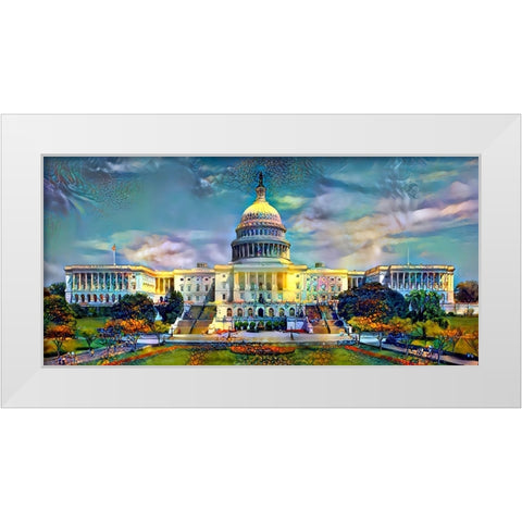 Washington United States Capitol White Modern Wood Framed Art Print by Gavidia, Pedro