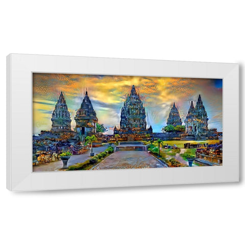 Yogyakarta Indonesia Prambanan temple White Modern Wood Framed Art Print by Gavidia, Pedro