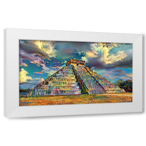 Yucatan Mexico Chichen Itza White Modern Wood Framed Art Print by Gavidia, Pedro