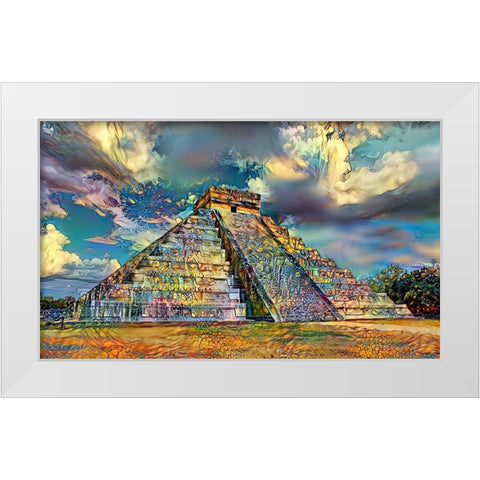 Yucatan Mexico Chichen Itza White Modern Wood Framed Art Print by Gavidia, Pedro