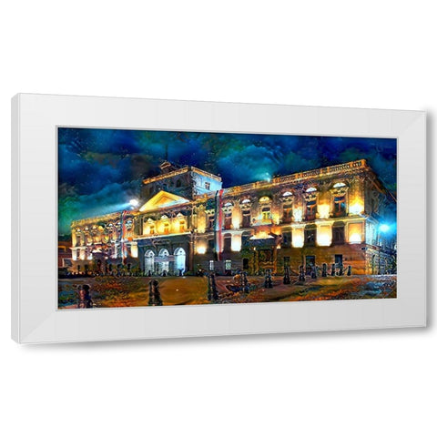Mexico City Palace of Mines Night White Modern Wood Framed Art Print by Gavidia, Pedro