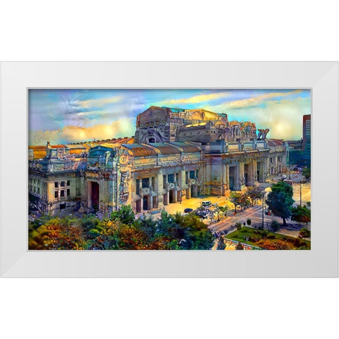 Milan Italy Central Station White Modern Wood Framed Art Print by Gavidia, Pedro