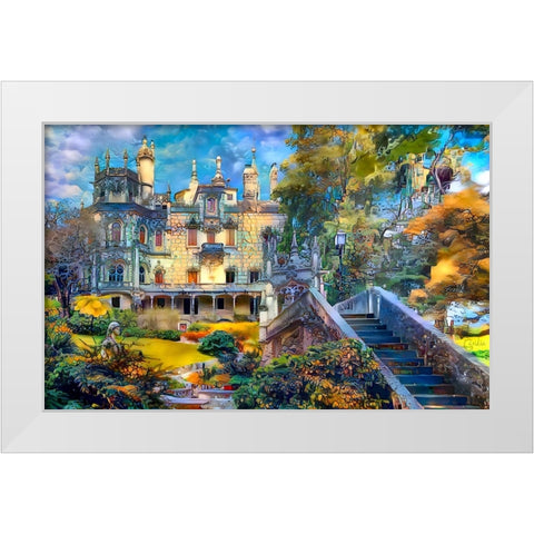 Sintra Portugal Quinta de Regaleira White Modern Wood Framed Art Print by Gavidia, Pedro