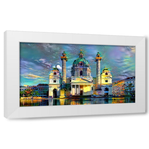 Vienna Austria Karlskirche White Modern Wood Framed Art Print by Gavidia, Pedro