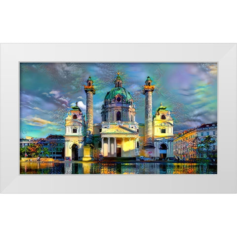 Vienna Austria Karlskirche White Modern Wood Framed Art Print by Gavidia, Pedro
