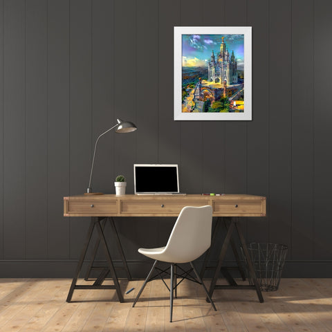 Barcelona Spain Tibidabo Church White Modern Wood Framed Art Print by Gavidia, Pedro