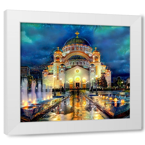 Belgrade Serbia Saint Sava Temple White Modern Wood Framed Art Print by Gavidia, Pedro