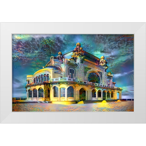 Constanta Romania Casino Promenade White Modern Wood Framed Art Print by Gavidia, Pedro