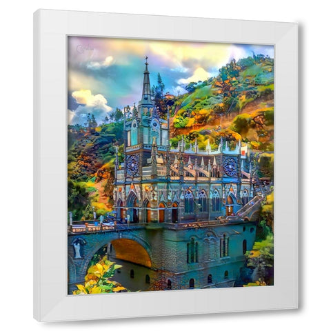 Ipiales Colombia Nuestra SenÌƒora de las Lajas Sanctuary White Modern Wood Framed Art Print by Gavidia, Pedro