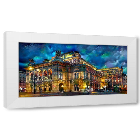 Vienna Austria Opera House White Modern Wood Framed Art Print by Gavidia, Pedro
