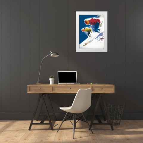 Jantzen by Binder Man and Women, Ski 1947 White Modern Wood Framed Art Print by Print Collection