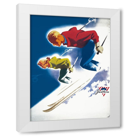 Jantzen by Binder Man and Women, Ski 1947 White Modern Wood Framed Art Print by Print Collection