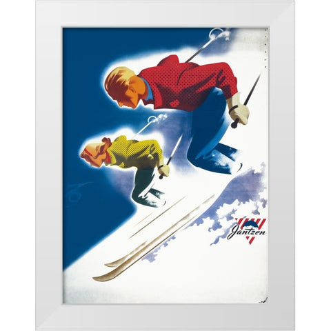 Jantzen by Binder Man and Women, Ski 1947 White Modern Wood Framed Art Print by Print Collection