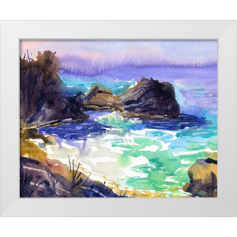 Beach Cove White Modern Wood Framed Art Print by Randy Noble Fine Art