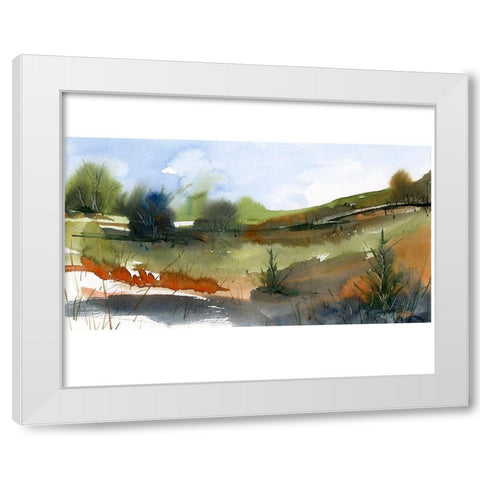 Green Valley White Modern Wood Framed Art Print by Randy Noble Fine Art