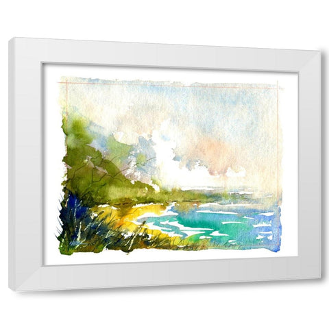 Secret Beach White Modern Wood Framed Art Print by Randy Noble Fine Art