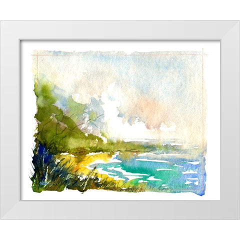 Secret Beach White Modern Wood Framed Art Print by Randy Noble Fine Art