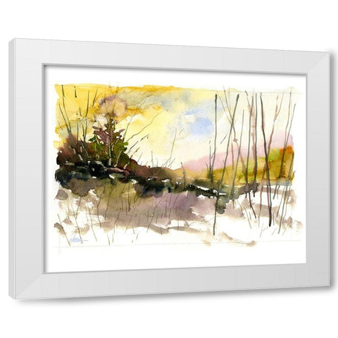 Winter Glow White Modern Wood Framed Art Print by Randy Noble Fine Art