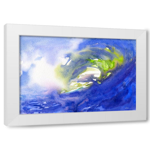 Last Wave White Modern Wood Framed Art Print by Randy Noble Fine Art