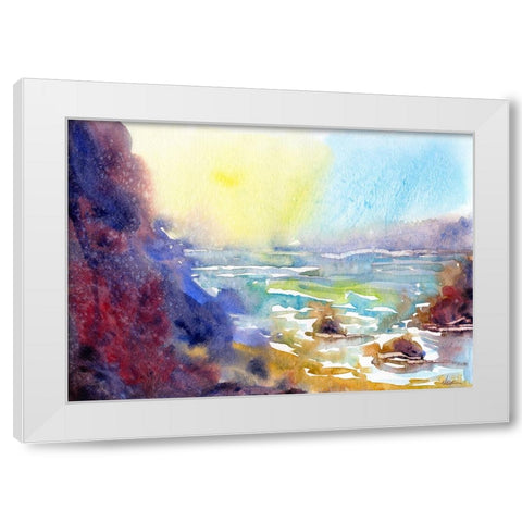 Ocean Morning White Modern Wood Framed Art Print by Randy Noble Fine Art