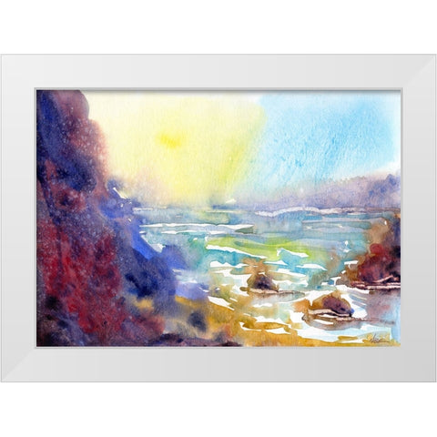 Ocean Morning White Modern Wood Framed Art Print by Randy Noble Fine Art