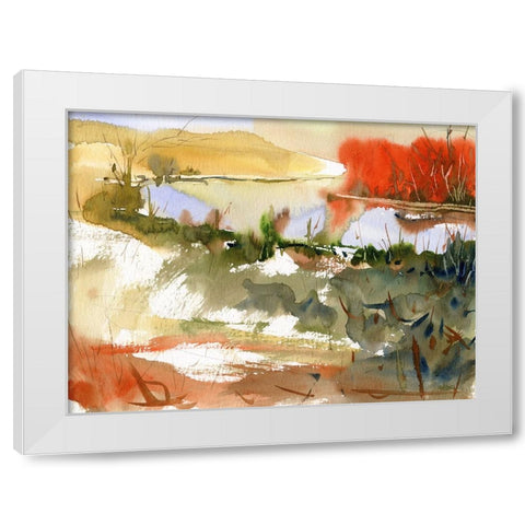 Sunrise Lake White Modern Wood Framed Art Print by Randy Noble Fine Art