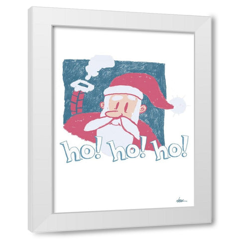 Ho Ho Ho White Modern Wood Framed Art Print by Randy Noble Fine Art