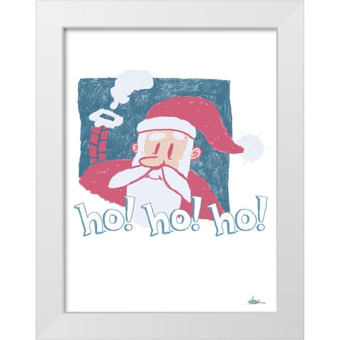 Ho Ho Ho White Modern Wood Framed Art Print by Randy Noble Fine Art