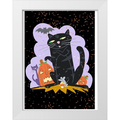 October Cat White Modern Wood Framed Art Print by Randy Noble Fine Art